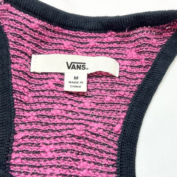Vans Active Tank Top Women Medium Pink Black Stripes Skater Beach New with Tags - Picture 4 of 5